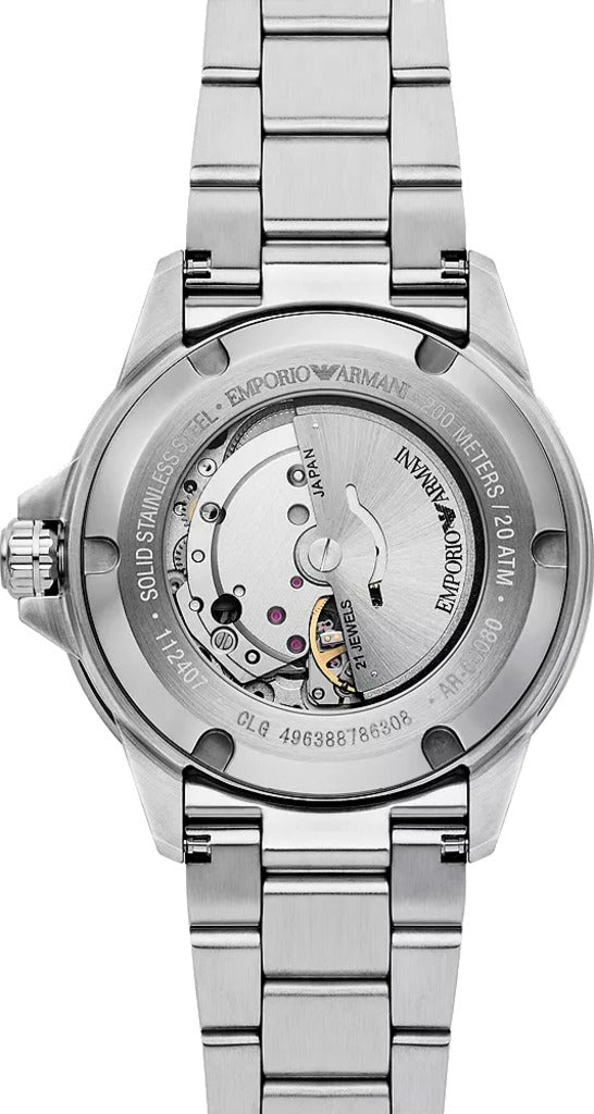 Emporio Armani Sea Explorer Green Dial Silver Steel Strap Watch for Men - AR60080