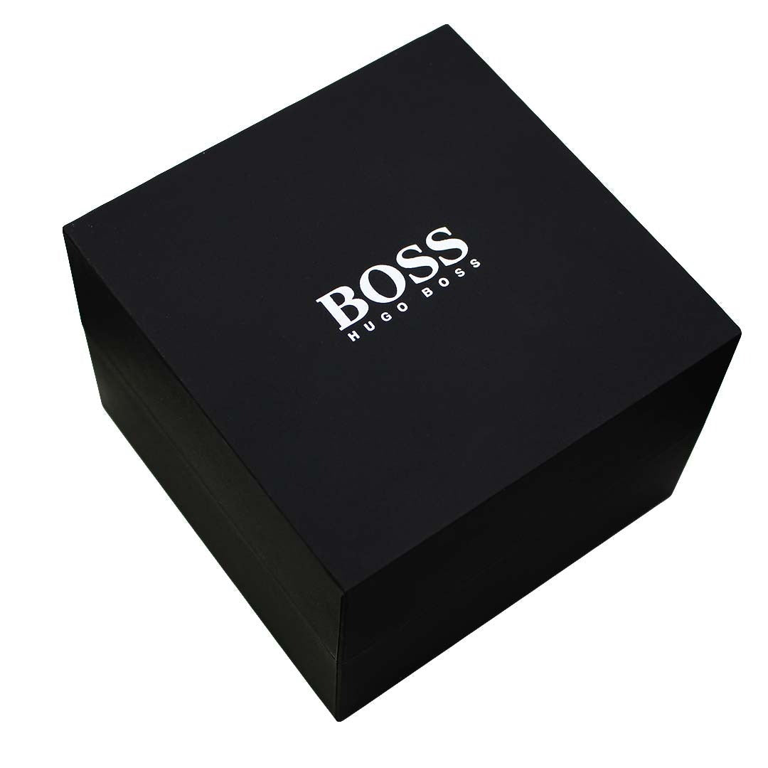 Hugo Boss Skytraveller Chronograph Silver Dial Black Leather Strap Watch for Men - 1514147