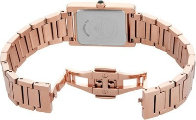 Emporio Armani Genni Green Dial Rose Gold Steel Strap Watch for Women - AR11641