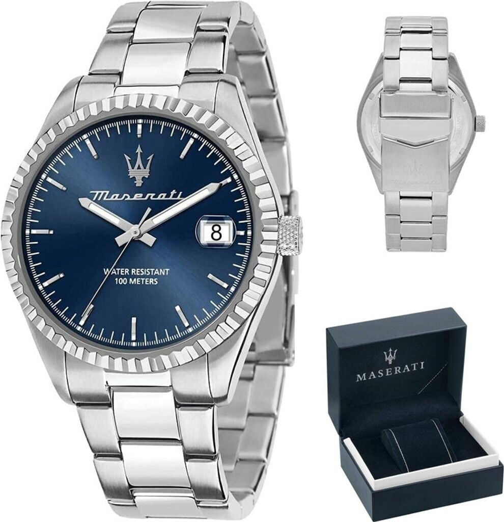 Maserati Competizione Blue Dial Silver Steel Strap Watch for Men - R8853100029