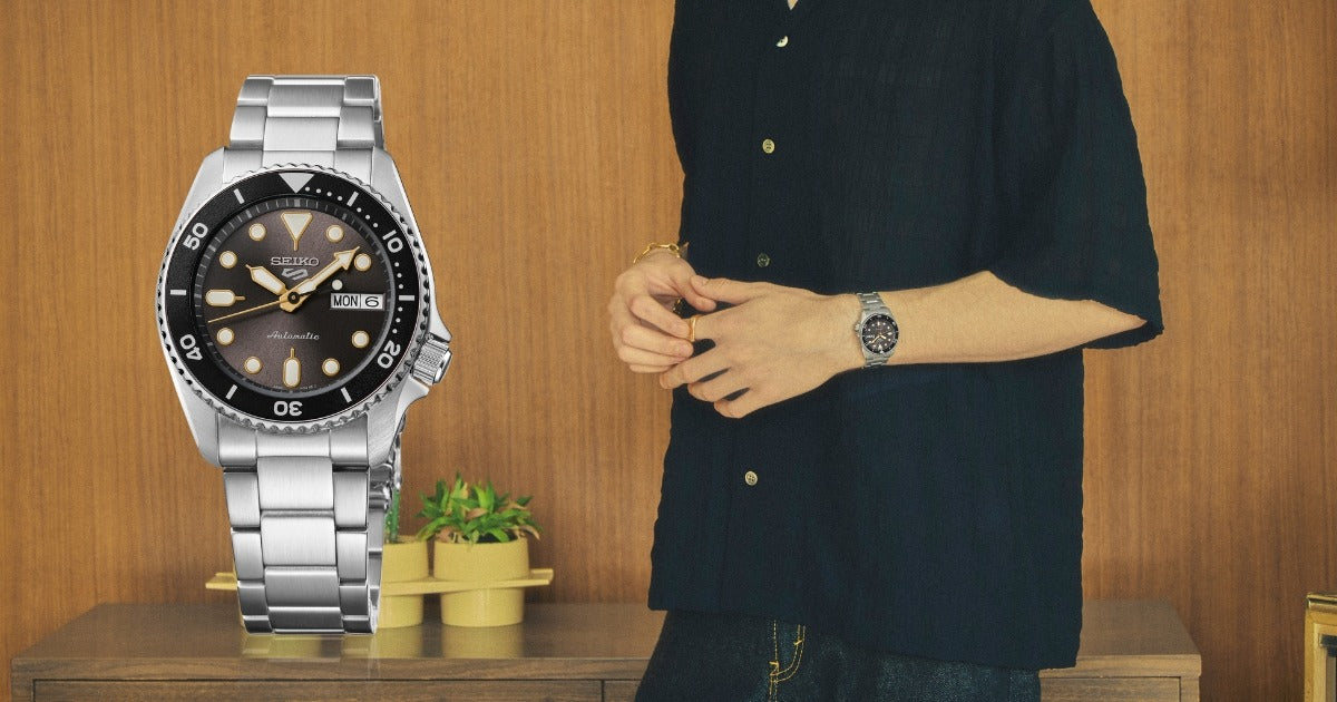 Seiko 5 Sports SKX Street Stonewash Black Dial Silver Steel Strap Watch for Men - SRPL79K1