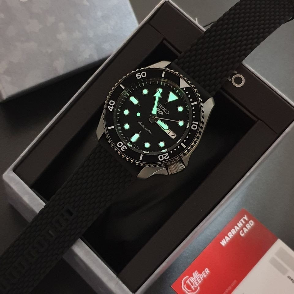 Seiko 5 Sports SKX Series Automatic Black Dial Black Silicone Strap Watch for Men - SRPD65K2