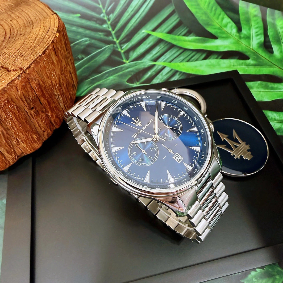 Maserati Tradizione Chronograph Blue Dial Silver Steel Strap Watch for Men - R8873646005