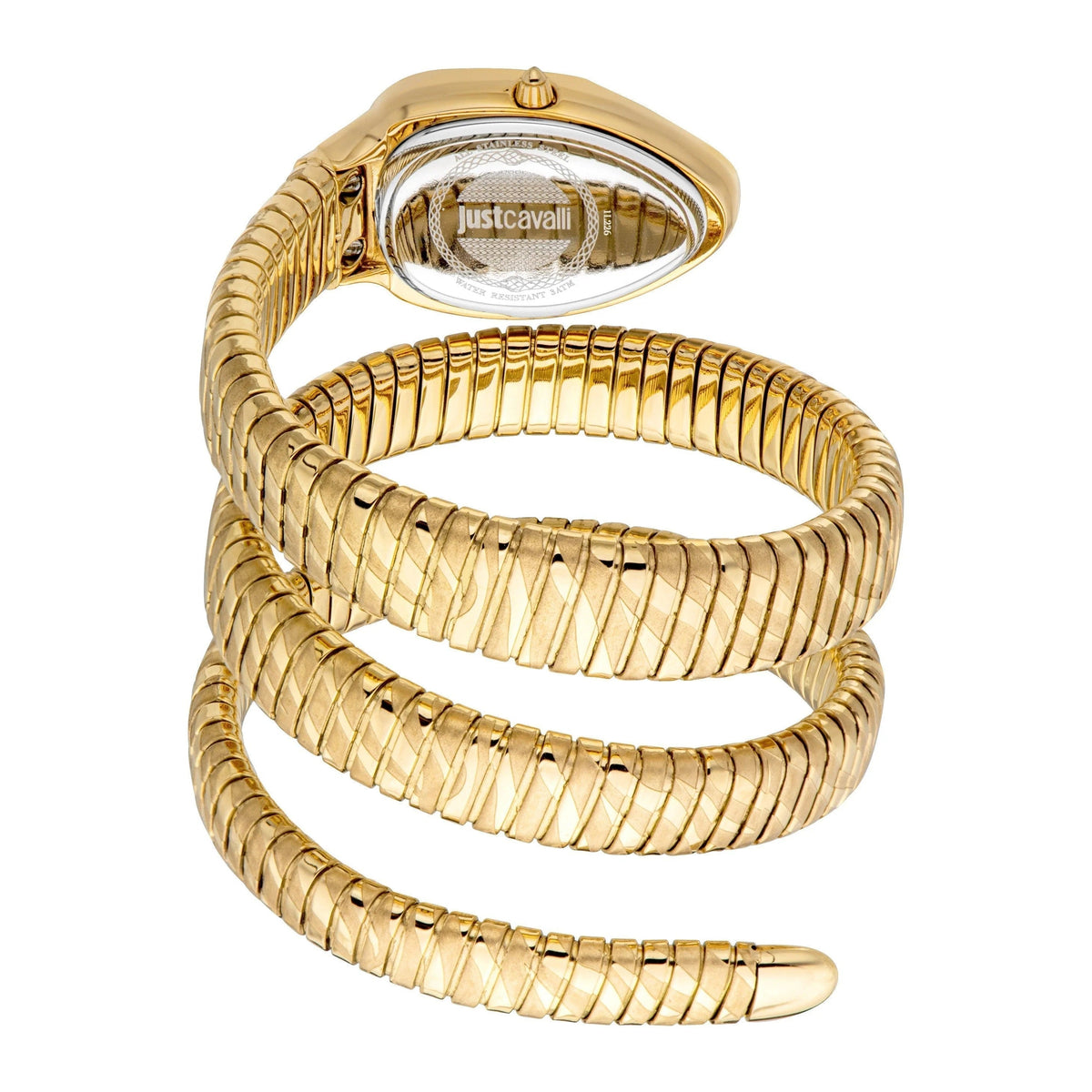 Just Cavalli Novara Red Dial Gold Steel Strap Watch for Women - JC1L264M0035
