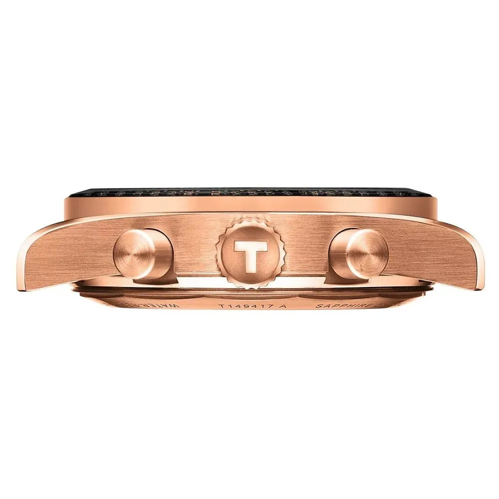 Tissot PRS 516 Chronograph Black Dial Rose Gold Steel Strap Watch for Men - T149.417.33.051.00