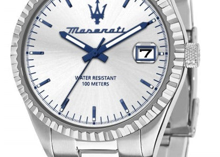 Maserati Competizione Silver Dial Silver Steel Strap Watch for Men - R8853100045