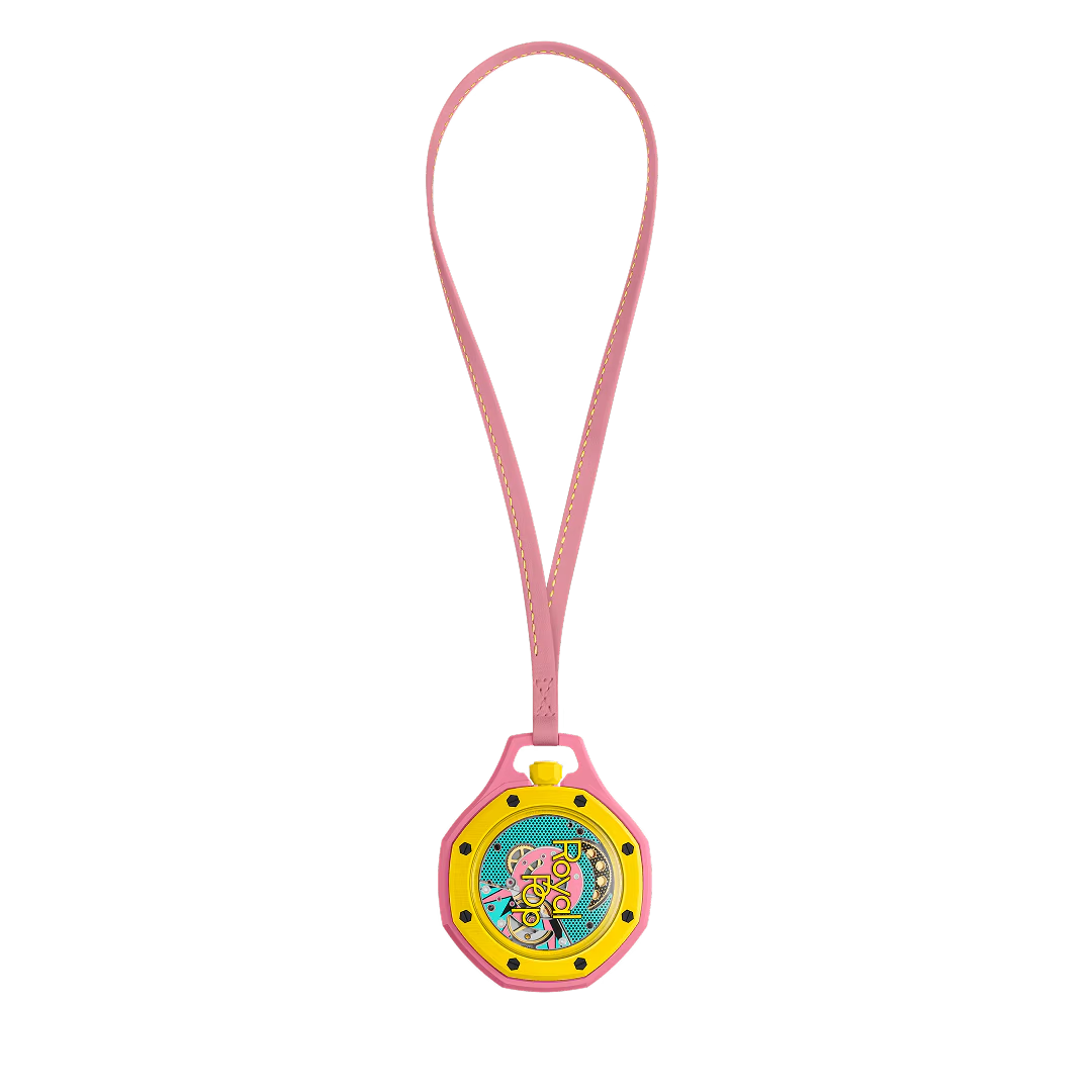 Swatch x AP Royal Pop Blue Dial Pink Leather lanyard Watch for Women - Otg Roz