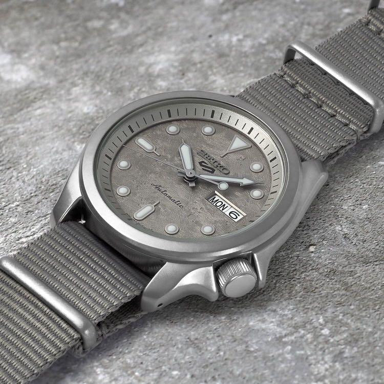 Seiko 5 Sports Automatic Grey Dial Grey Nylon Strap Watch for Men - SRPE61K1