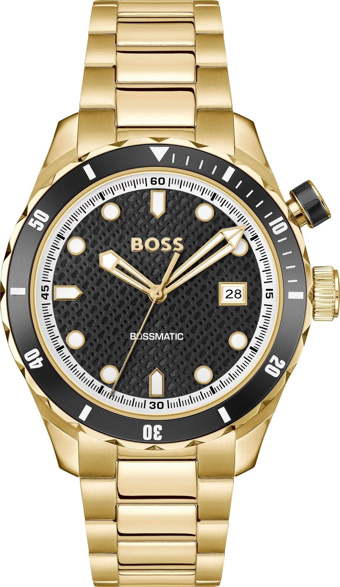 Hugo Boss Bossmatic Automatic Black Dial Gold Steel Strap Watch for Men - 1514180