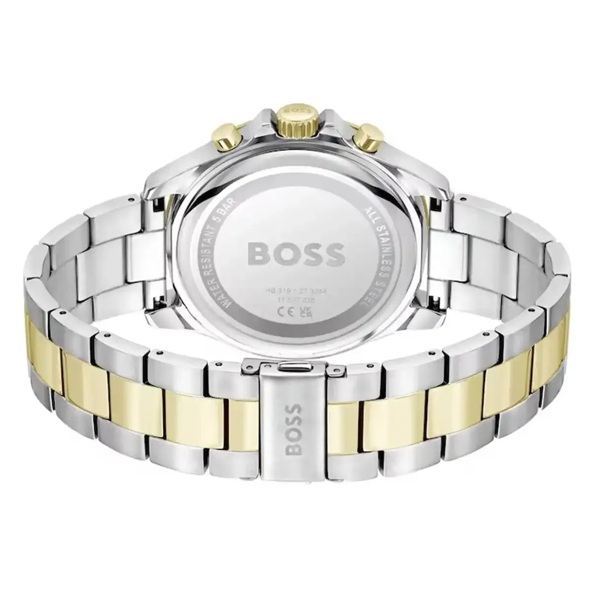 Hugo Boss Troper Chronograph Green Dial Two Tone Steel Strap Watch for Men - 1514154
