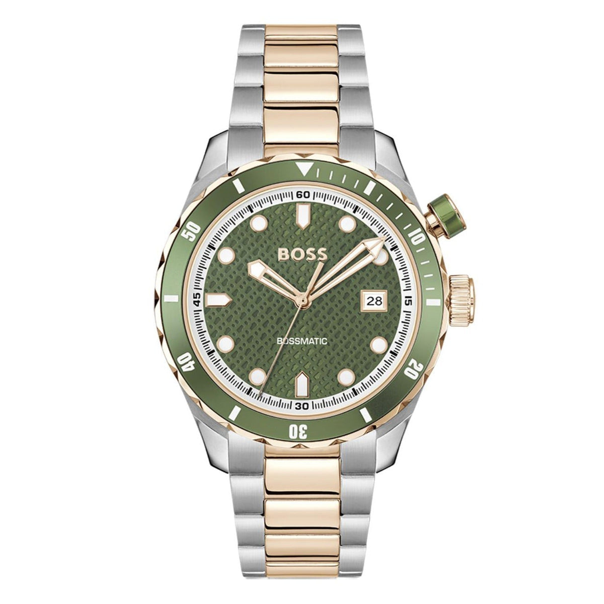 Hugo Boss Bossmatic Automatic Green Dial Two Tone Steel Strap Watch for Men - 1514181