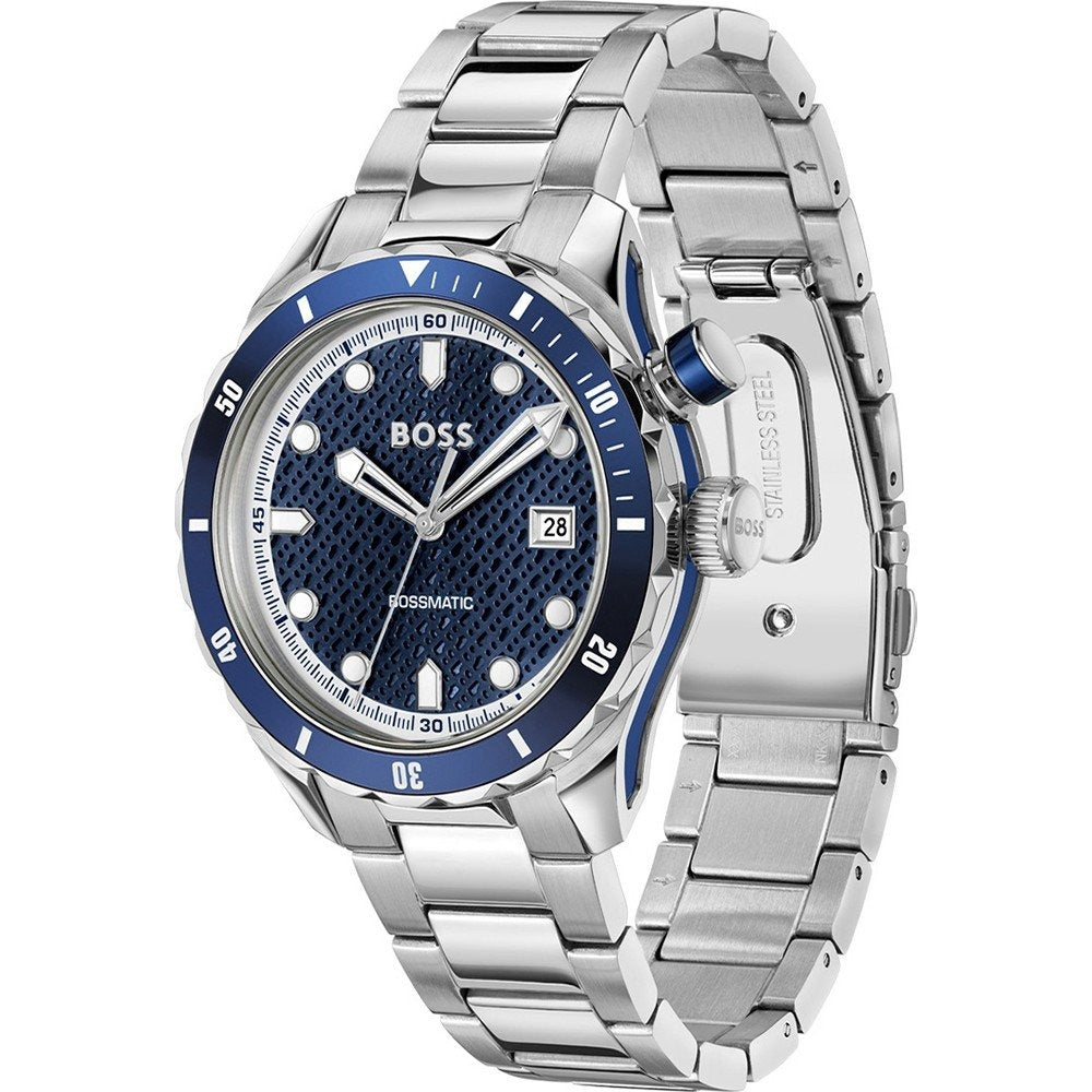Hugo Boss Bossmatic Automatic Blue Dial Silver Steel Strap Watch for Men - 1514177