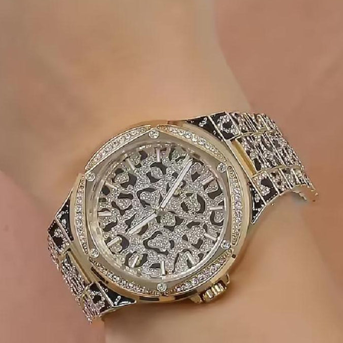 Michael Kors Lennox Three Hand Crystals Gold Dial Two Tone Steel Strap Watch For Women - MK7284
