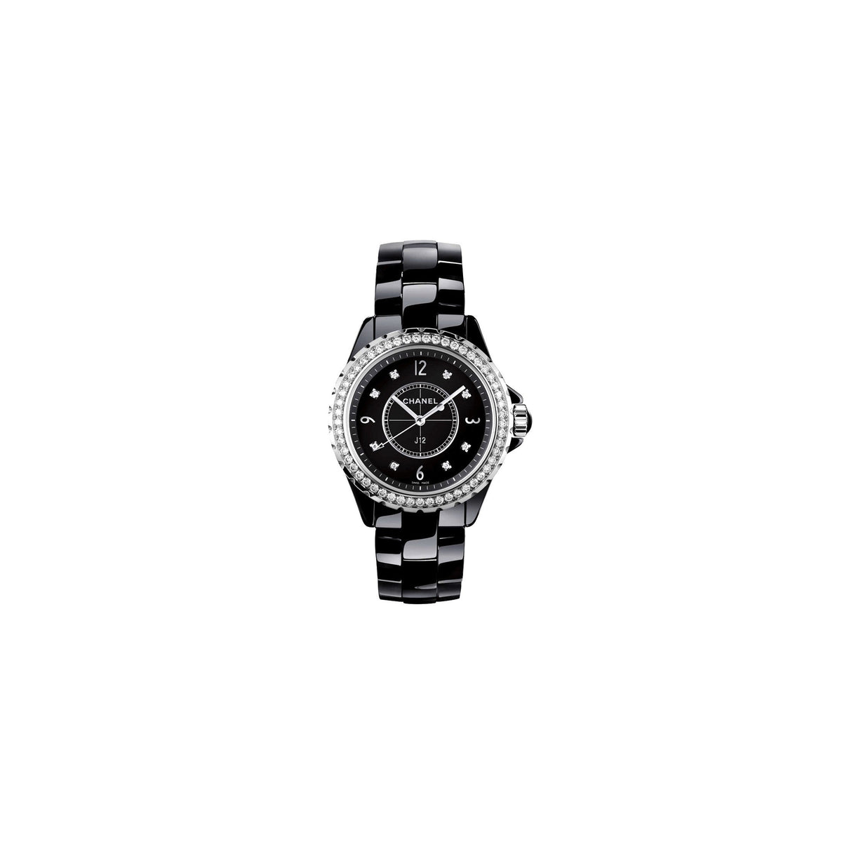  Shop Authentic Chanel J12 Diamonds Ceramic Black Dial Black Steel Strap Watch for Women - J12 H3108 - Luxxuri