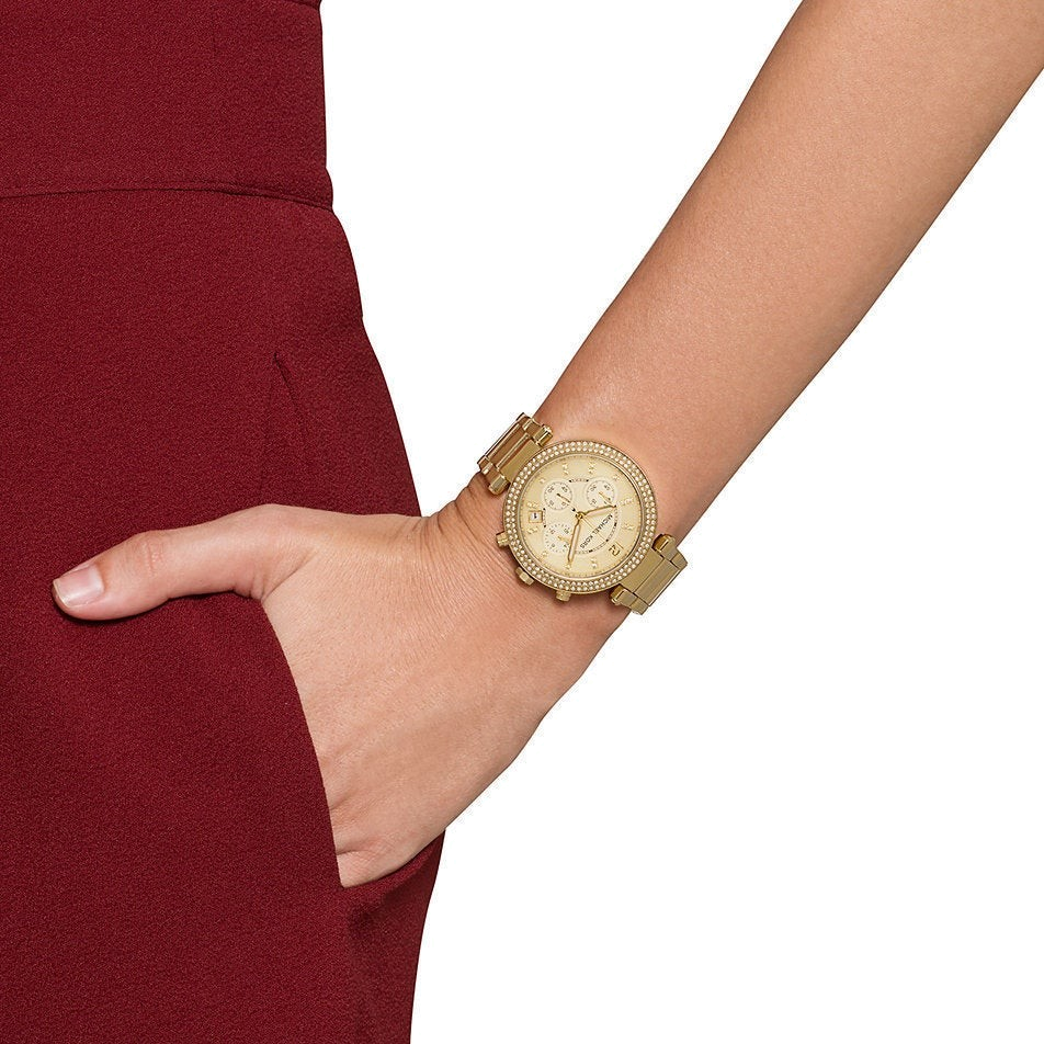 Michael Kors Parker Gold Dial Gold Steel Strap Watch for Women - MK5354