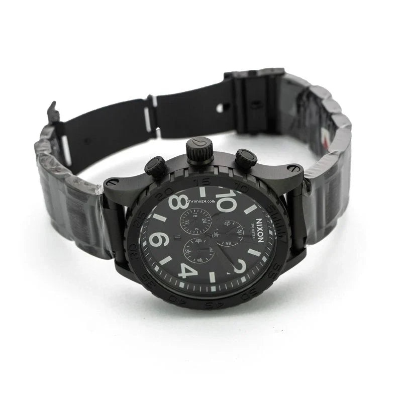 Nixon 51-30 Chrono Black Dial Black Steel Strap Watch for Men - A083-001