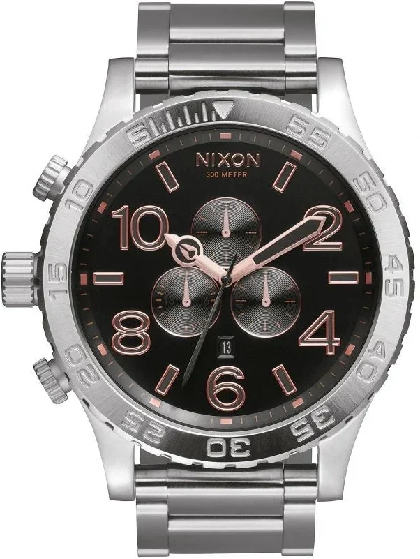 Nixon 51-30 Chrono Grey Dial Silver Steel Strap Watch for Men - A083-2064