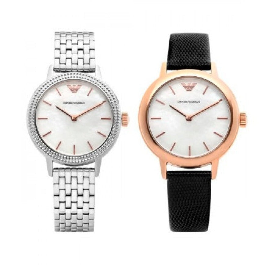 Emporio Armani Interchangeable Mother of Pearl Dial Silver Steel Strap Watch For Women - AR80020