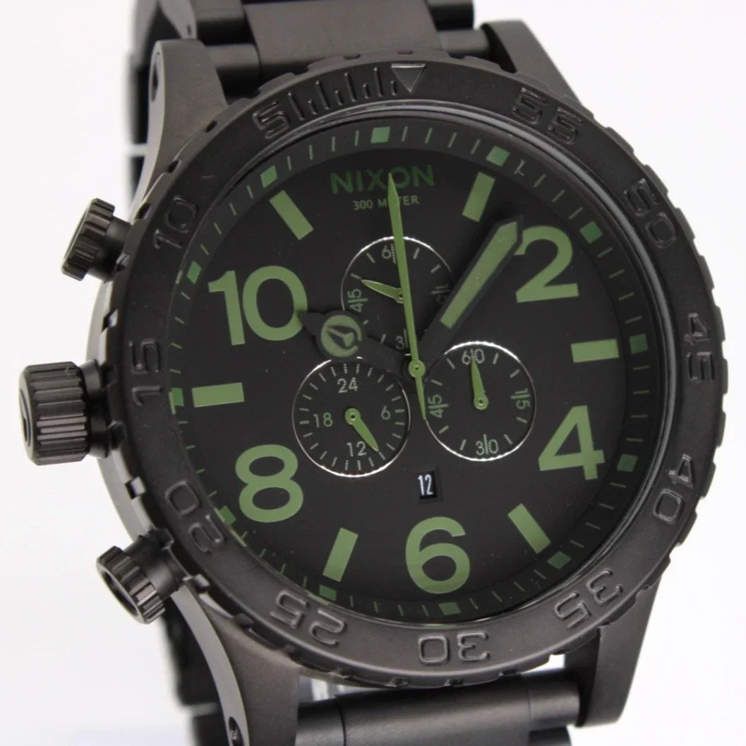 Nixon 51-30 Chrono Black Dial Black Steel Strap Watch for Men - A083-1042