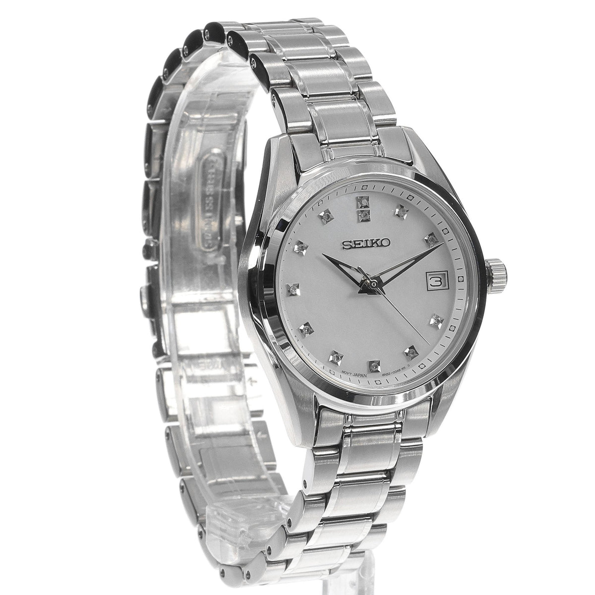 Seiko Diamond Silver Dial Silver Steel Strap Watch for Women - SUR579P1