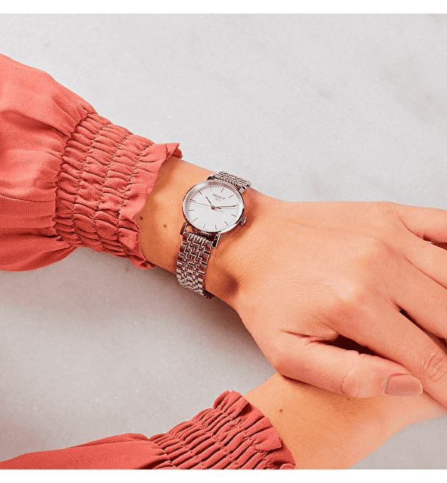 Tissot Everytime Small White Dial Silver Mesh Bracelet Watch For Women - T109.210.11.031.00