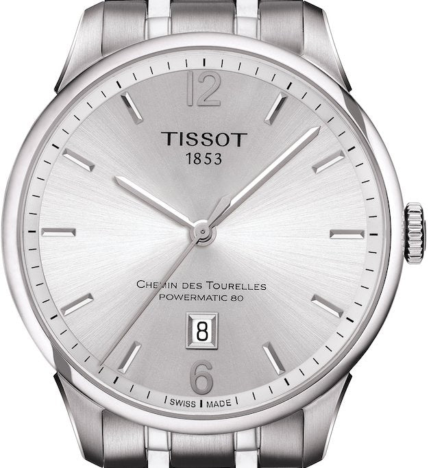 Tissot Chemin Des Tourelles Powermatic 80 Silver Dial Silver Steel Strap Watch For Men - T099.407.11.037.00