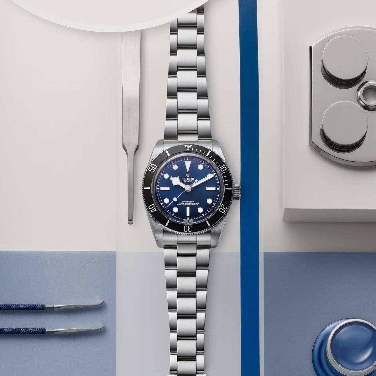 Tudor Black Bay 54 Blue Dial Silver Steel Strap Watch for Men - M7943A1A0NU-0001
