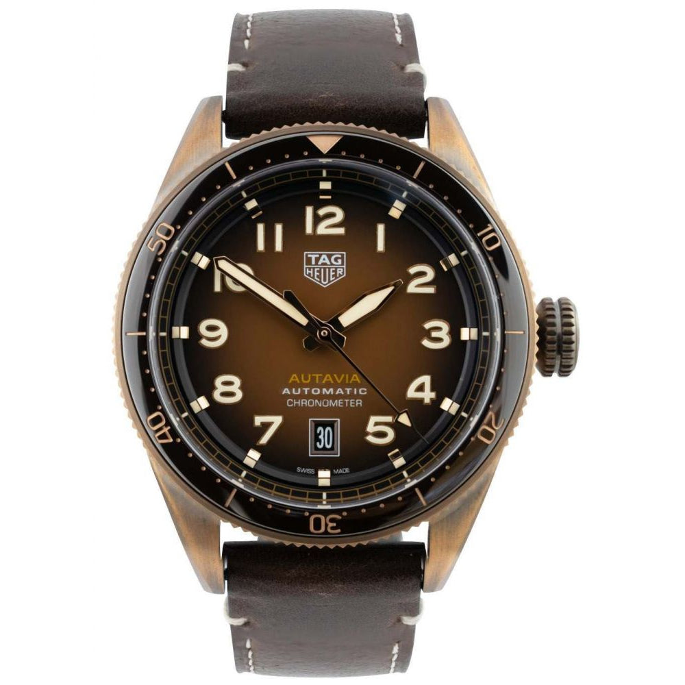 Tag Heuer Autavia Brown Dial Brown Leather Strap Watch for Men - WBE5191.FC8276