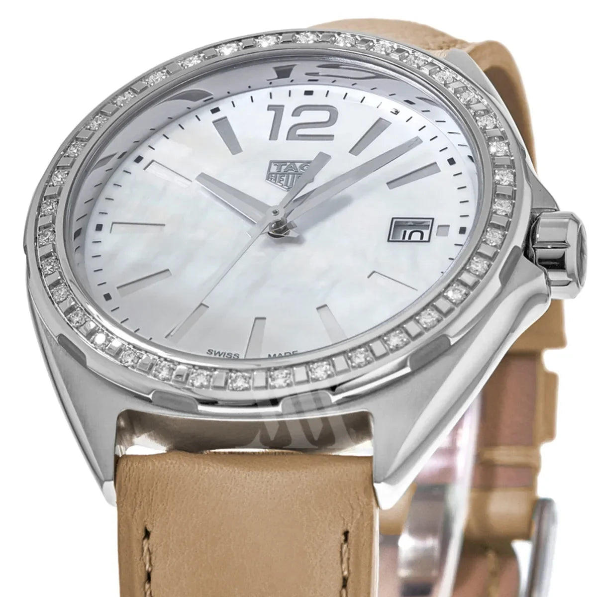 Tag Heuer Formula 1 Quartz Diamonds Mother of Pearl Dial Beige Leather Strap Watch for Women - WBJ131A.FC8254