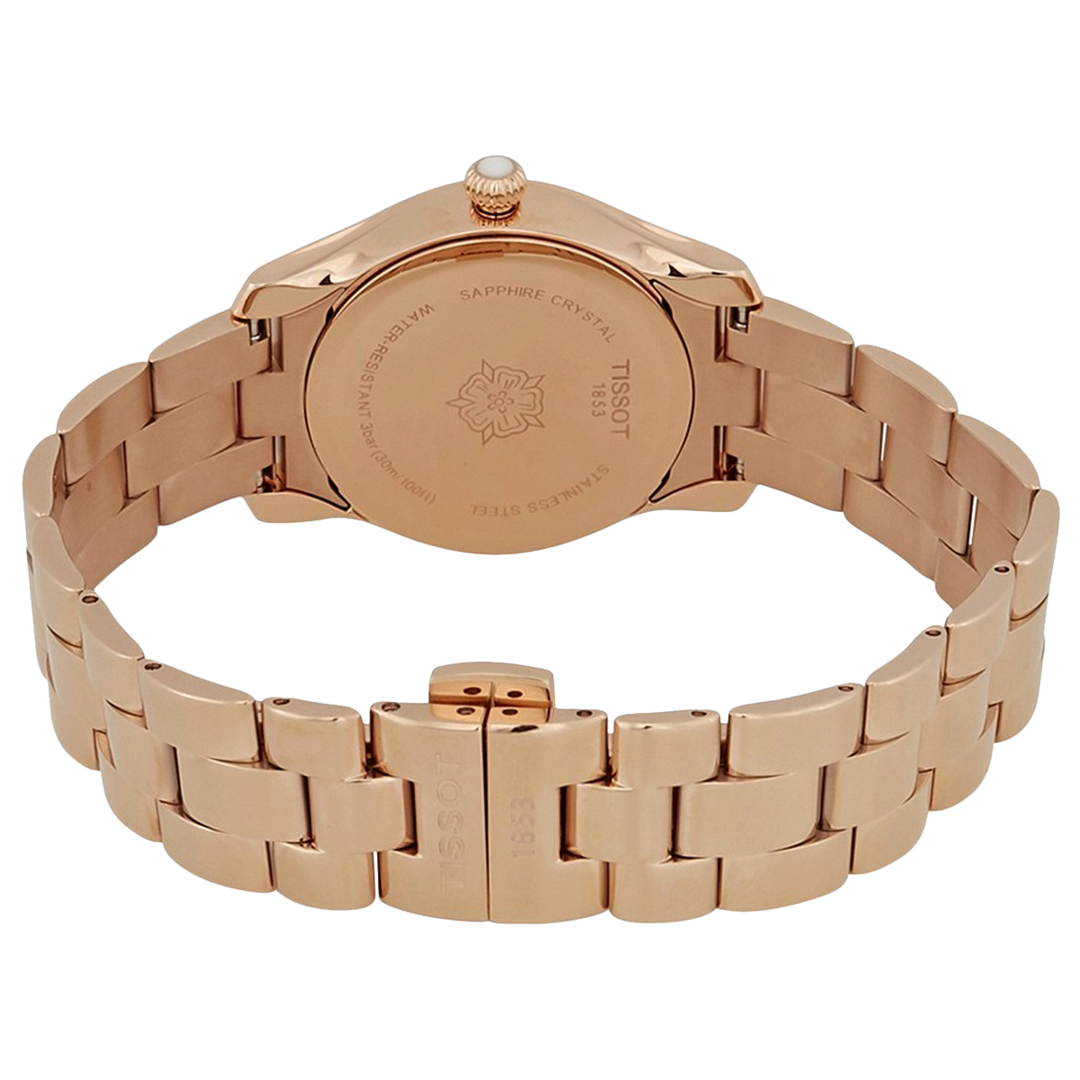 Tissot T Wave Anthracite Dial Rose Gold Steel Strap Watch For Women - T112.210.33.061.00